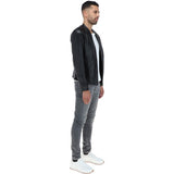 Mens Leather Biker Jacket Black: BR FONS-1