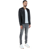 Mens Leather Biker Jacket Black: BR FONS-1