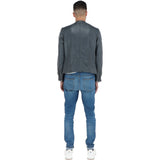 Mens Leather Biker Jacket Grey: BR FONS-1