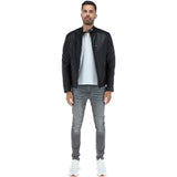 Mens  Leather Biker Jacket Black: G-6400