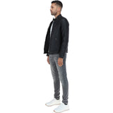 Mens  Leather Biker Jacket Black: G-6400