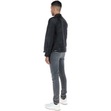 Mens  Leather Biker Jacket Black: G-6400