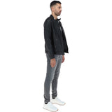 Mens  Leather Biker Jacket Black: G-6400
