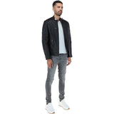 Mens  Leather Biker Jacket Black: G-6400