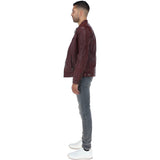 Mens  Leather Biker Jacket Burgundy: G-6400