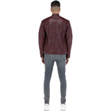 Mens  Leather Biker Jacket Burgundy: G-6400