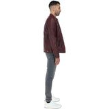 Mens  Leather Biker Jacket Burgundy: G-6400