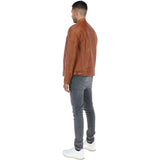 Mens  Leather Biker Jacket Tan: G-6400