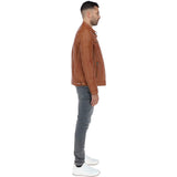 Mens  Leather Biker Jacket Tan: G-6400