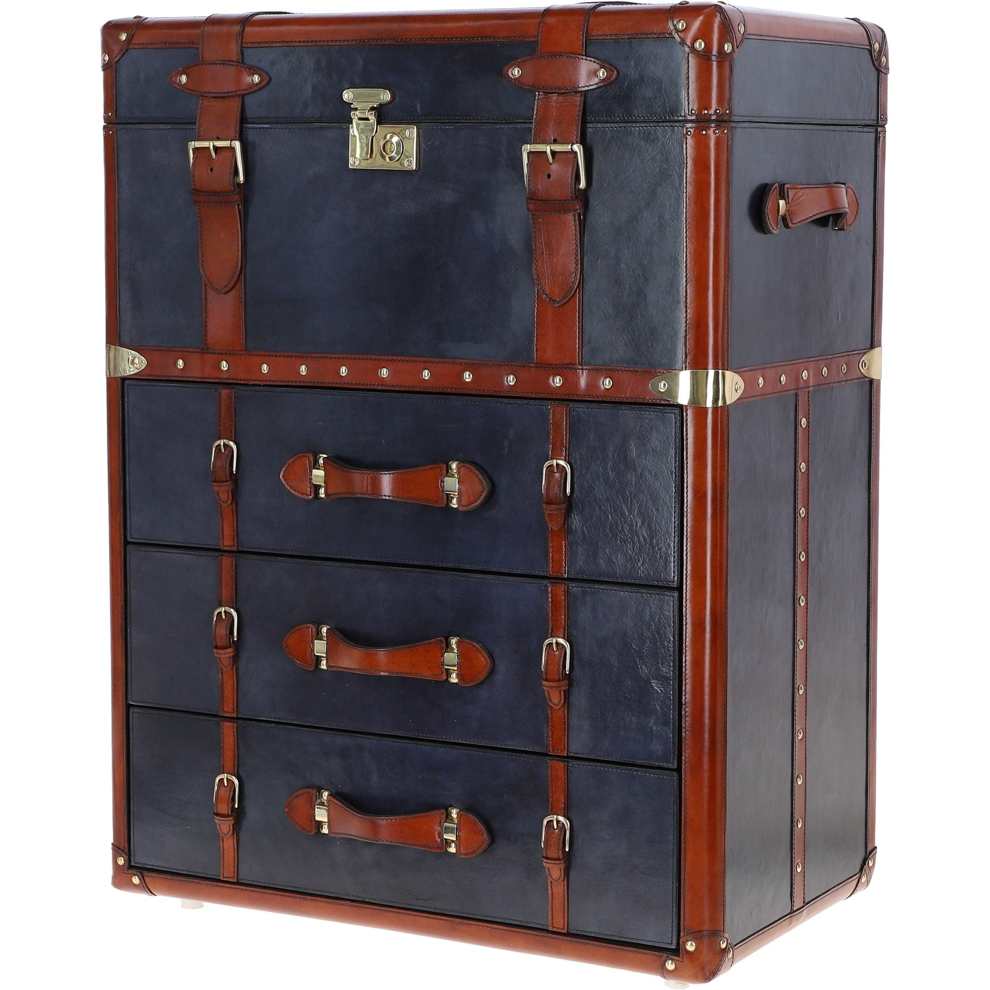 Stylish Vintage Leather Dressing Table/Living Drawer Royal Blue: TBZ1UCO605