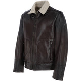 Mens Nappa Leather Jacket Teddy Lining Brown: TRAP-GEON