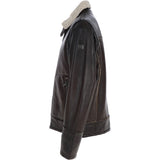 Mens Nappa Leather Jacket Teddy Lining Brown: TRAP-GEON