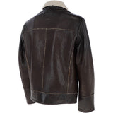 Mens Nappa Leather Jacket Teddy Lining Brown: TRAP-GEON