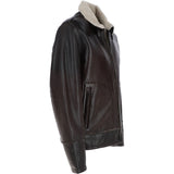 Mens Nappa Leather Jacket Teddy Lining Brown: TRAP-GEON