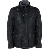 Mens Nappa Leather Detachable Double Collar Jacket Black: TRAP-RYAN