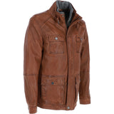 Mens Nappa Leather Detachable Double Collar Jacket Cognac: TRAP-RYAN