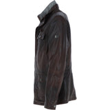 Mens Nappa Leather Detachable Double Collar Jacket Red Brn: TRAP-RYAN