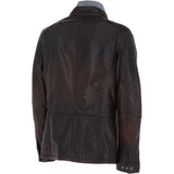 Mens Nappa Leather Detachable Double Collar Jacket Red Brn: TRAP-RYAN