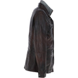 Mens Nappa Leather Detachable Double Collar Jacket Red Brn: TRAP-RYAN