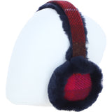 Ashwood X Harris Tweed Sheepskin Fur Earmuffs Navy/Pink: TW-90-06-NP