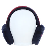 Ashwood X Harris Tweed Sheepskin Fur Earmuffs Navy/Pink: TW-90-06-NP