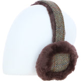 Ashwood X Harris Tweed Sheepskin Fur Earmuffs Brown/Green: TW-90-09-BG