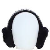 Ashwood X Harris Tweed Sheepskin Fur Earmuffs Black/White: TW-90-12-BW