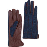 Ashwood Leather X Harris Tweed Ladies Gloves Tan/Navy: TW-99-11-TN