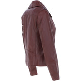 Women's Wide Fashion Collar Side Zip Leather Jacket Oxblood: Universal