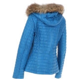 Women's Hooded Leather Jacket Blue: Venezia