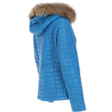 Women's Hooded Leather Jacket Blue: Venezia
