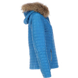 Women's Hooded Leather Jacket Blue: Venezia