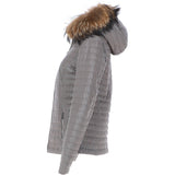 Women's Hooded Leather Jacket Grey: Venezia