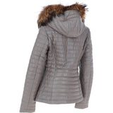 Women's Hooded Leather Jacket Grey: Venezia