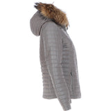 Women's Hooded Leather Jacket Grey: Venezia