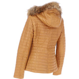 Women's Hooded Leather Jacket Tan: Venezia