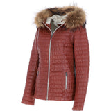 Women's Hooded Leather Jacket Wine: Venezia