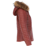 Women's Hooded Leather Jacket Wine: Venezia