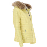 Women's Hooded Leather Jacket Yellow: Venezia