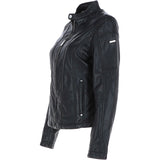 Ladies Leather Fashion Biker Jacket Black: Victoria