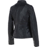 Ladies Leather Fashion Biker Jacket Black: Victoria