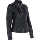 Ladies Leather Fashion Biker Jacket Black: Victoria