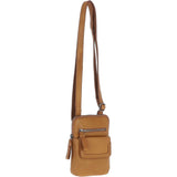 Small Waxy Leather Messenger Bag Cognac: W-71