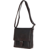 Mens Medium Waxy Leather Messenger Bag Brown: W-73