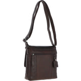 Mens Medium Waxy Leather Messenger Bag Brown: W-73