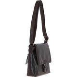 Mens Medium Waxy Leather Messenger Bag Brown: W-73