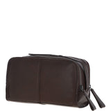 Mens Waxy Leather Washbag Brown: W-77