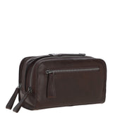 Mens Waxy Leather Washbag Brown: W-77