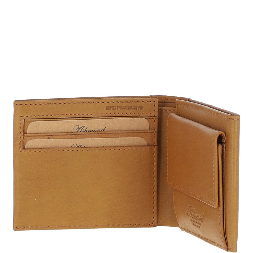 Men's Waxy Leather RFID Wallet Cognac: W-82