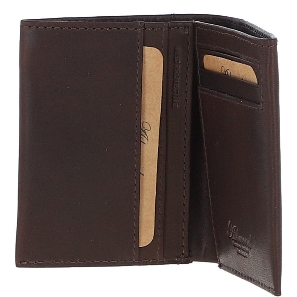 Luxury Slim 3 Card Waxy Leather Wallet Brown:  W-83